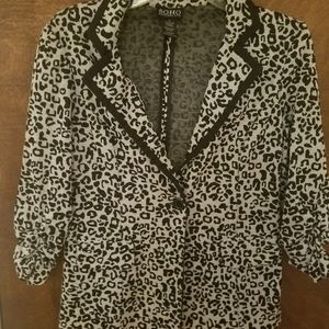 White and black leopard blazer